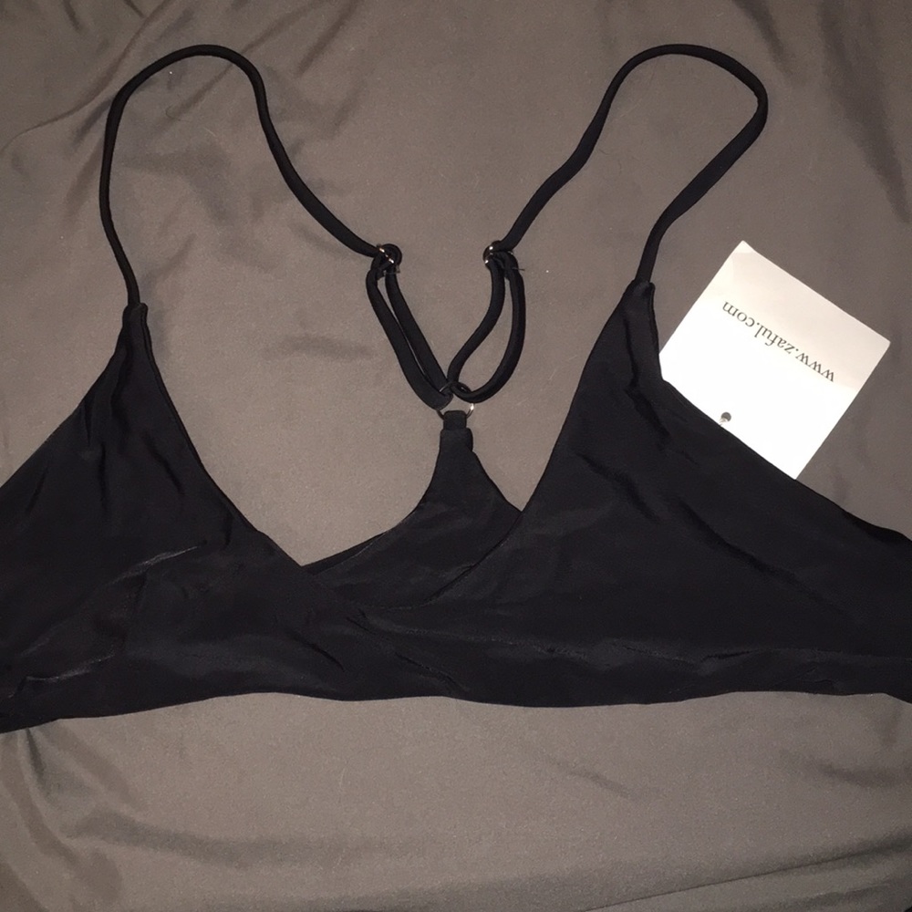 Black sports bra style bikini top